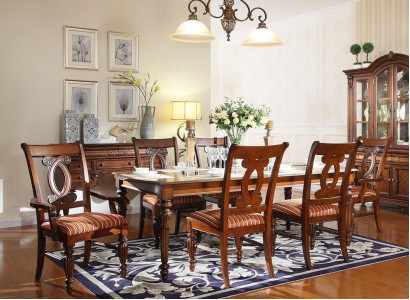 Dining room Dining table 4x Chair 2x Chair Suite Set 7pcs Luxury Wood Furniture